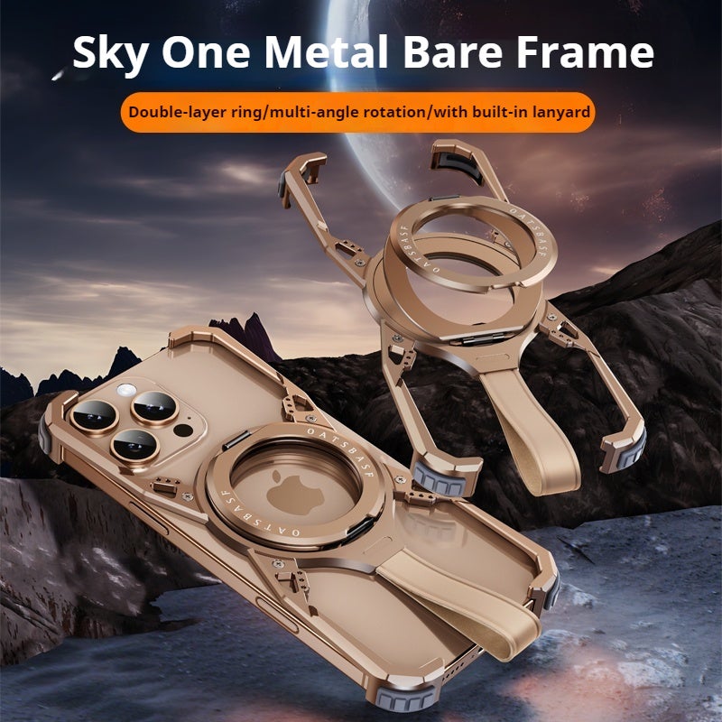 Mixed Color 1 Aluminum Alloy Case For IPhone 16 Pro With Rotating Ring Holder And Drop Protection - Image 2